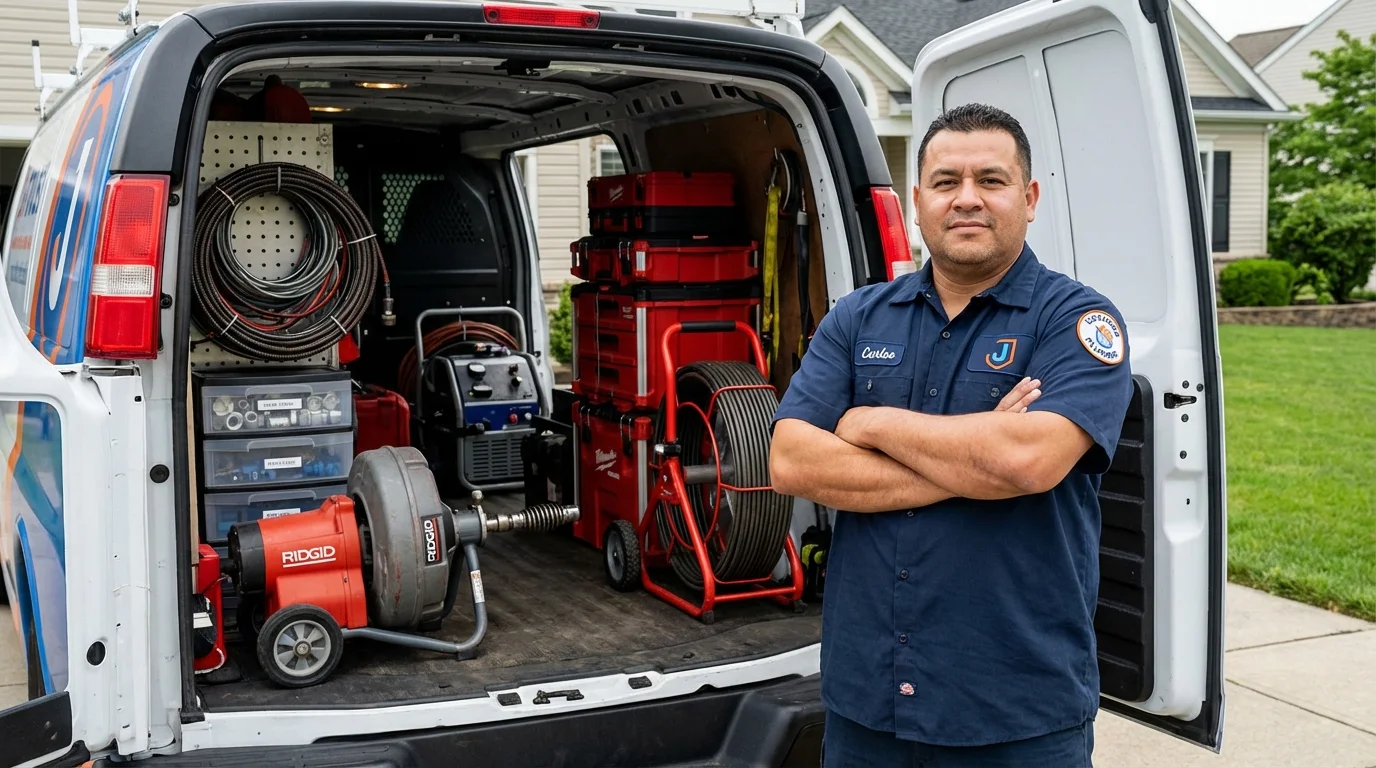 Professional drain cleaning equipment and Johns Plumbing LLC plumber in Holly Springs